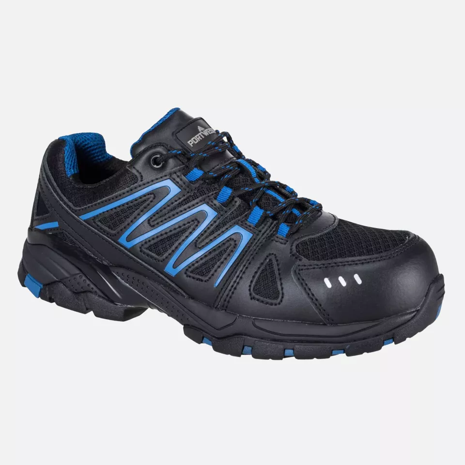 Portwest FC67BKR, Composite Action Leather Trainer S1PL FO SR, Black, image 1, gallery thumbnail