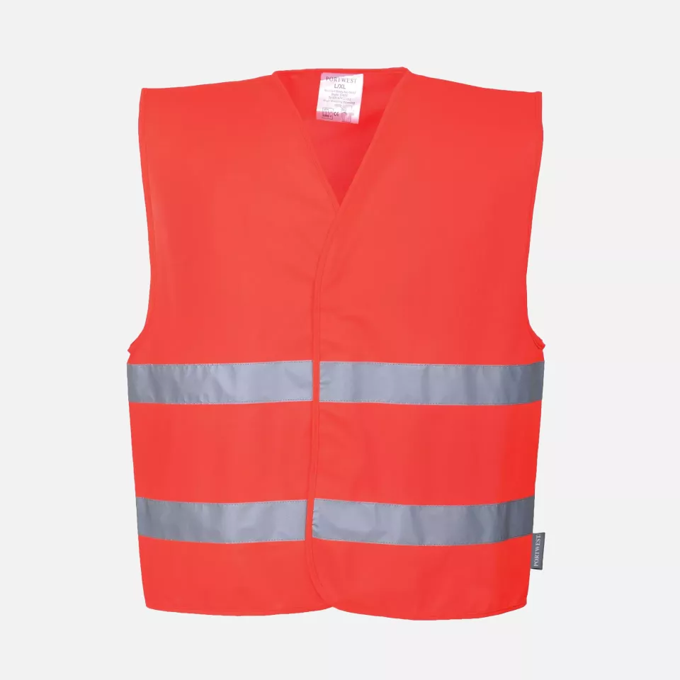 Portwest C474RER, Hi-Vis Two Band Vest, Red, image 1, gallery thumbnail