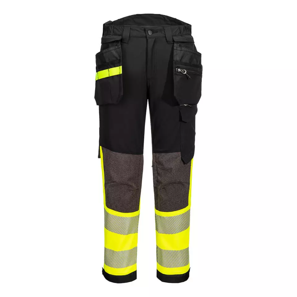 Portwest EV442YBR, EV4 Hi-Vis Stretch Hose mit abnehmbaren Holstertaschen Klasse 1, Gelb/Schwarz, image 1, gallery thumbnail
