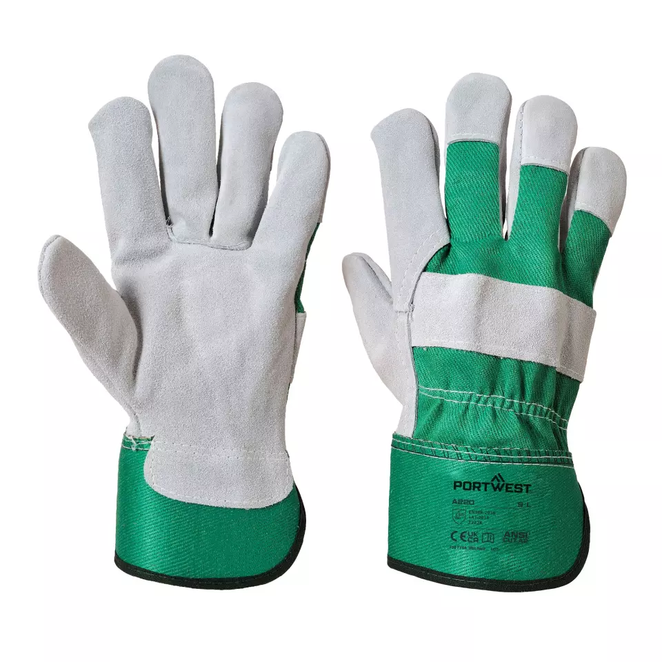 Portwest A220GNR, Premium Chrome Rigger Glove, Green, image 3, gallery thumbnail