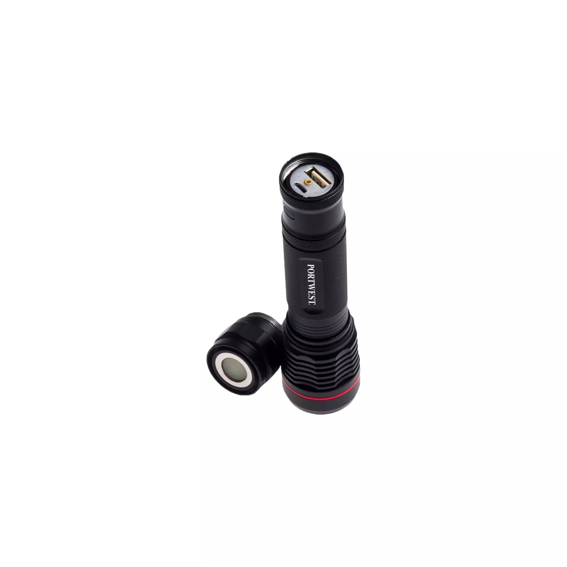 Portwest PA75BKR, USB Rechargeable Torch, Black, image 3