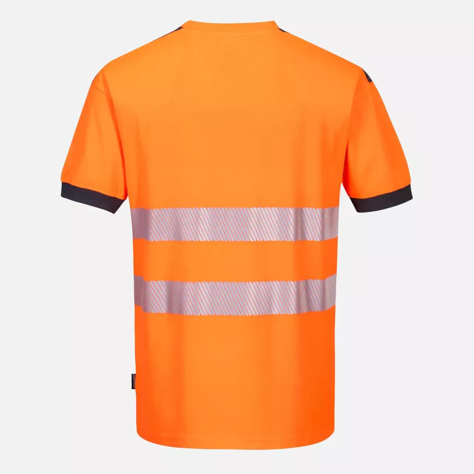 Portwest T181OGY, PW3 Hi-Vis Cotton Comfort T-Shirt S/S, Orange/Grey, image 2, gallery thumbnail