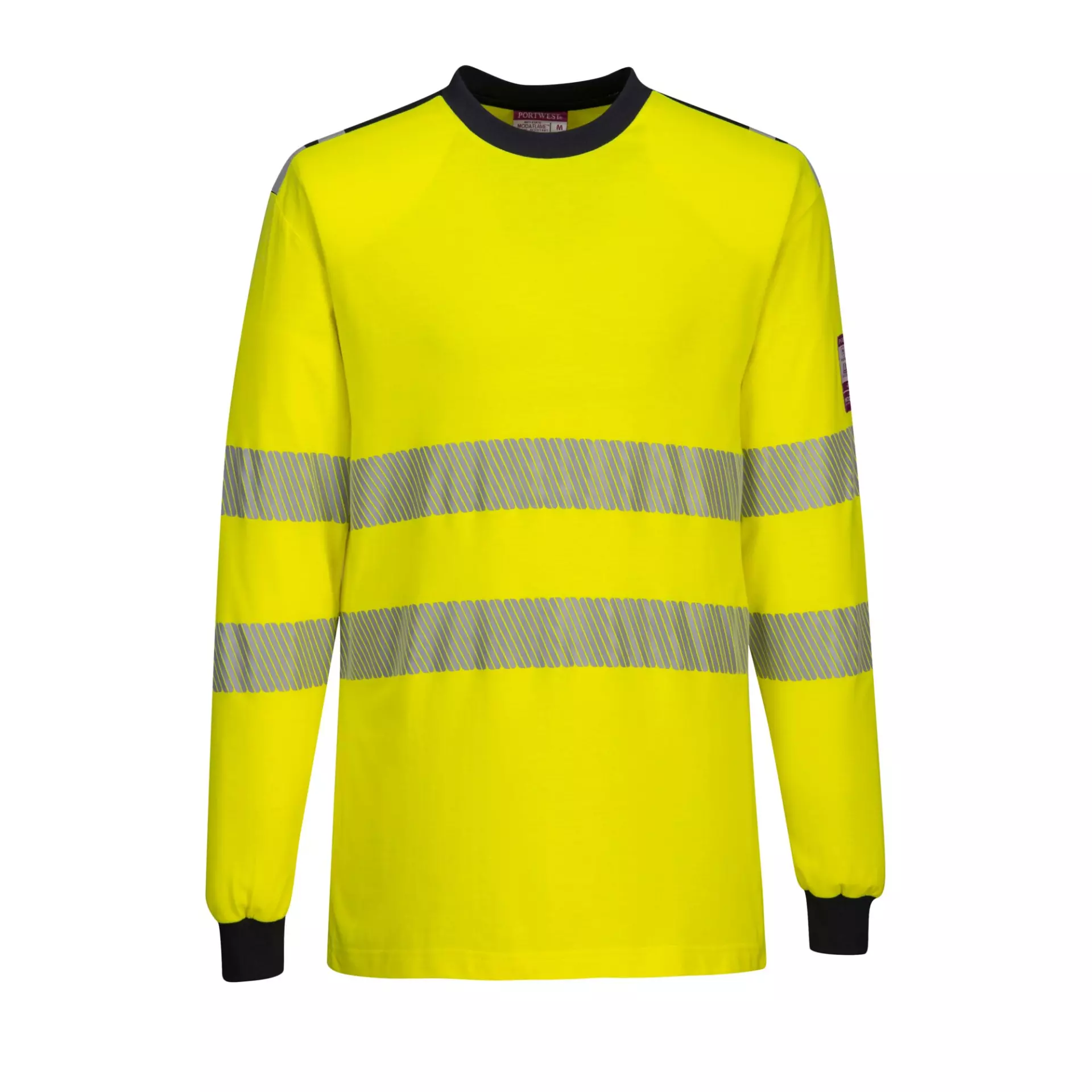 Portwest FR701YNR, PW3 FR Modaflame Hi-Vis T-Shirt, Yellow/Navy, image 1