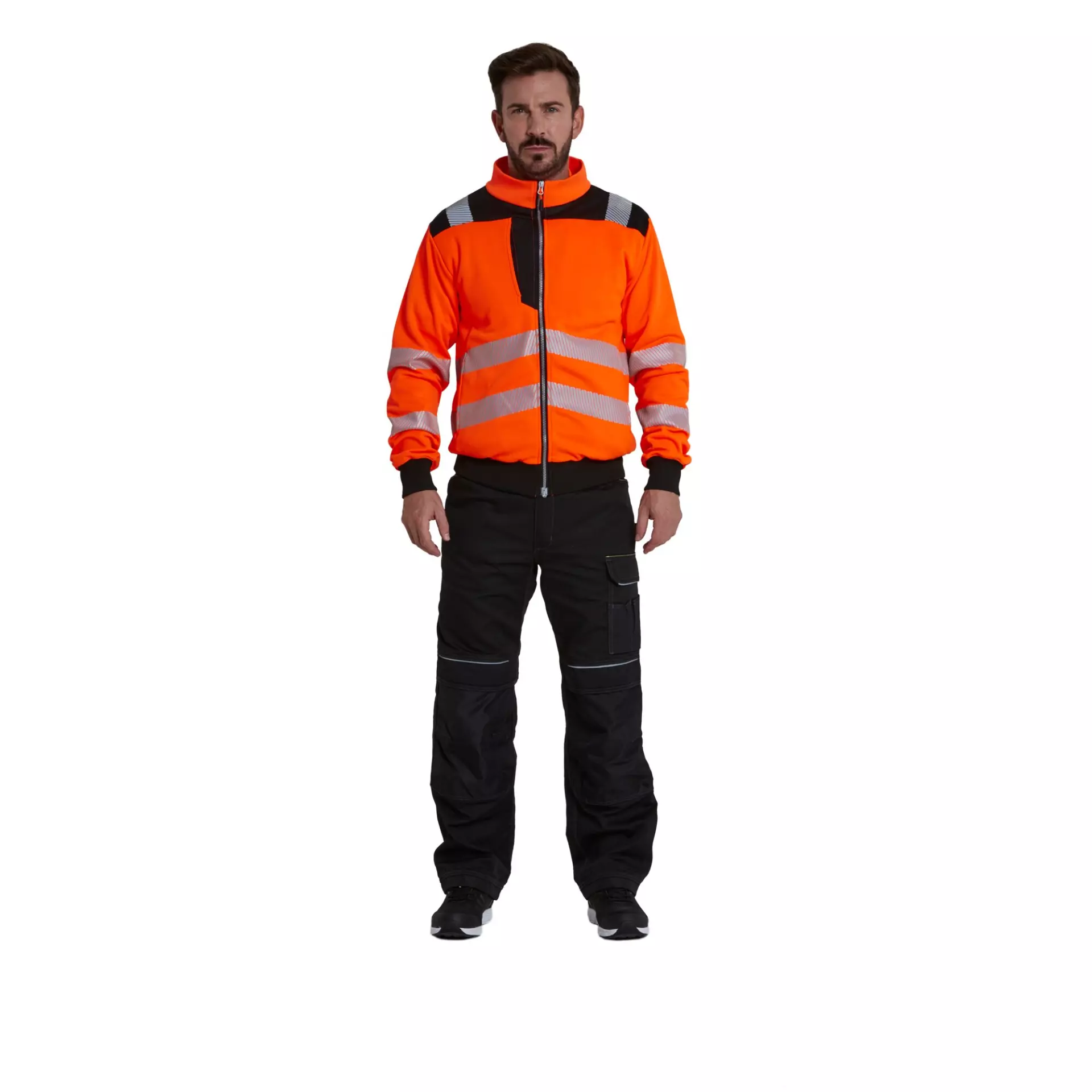 Portwest PW370OBR, PW3 Hi-Vis Zip Sweatshirt, Orange/Black, image 5