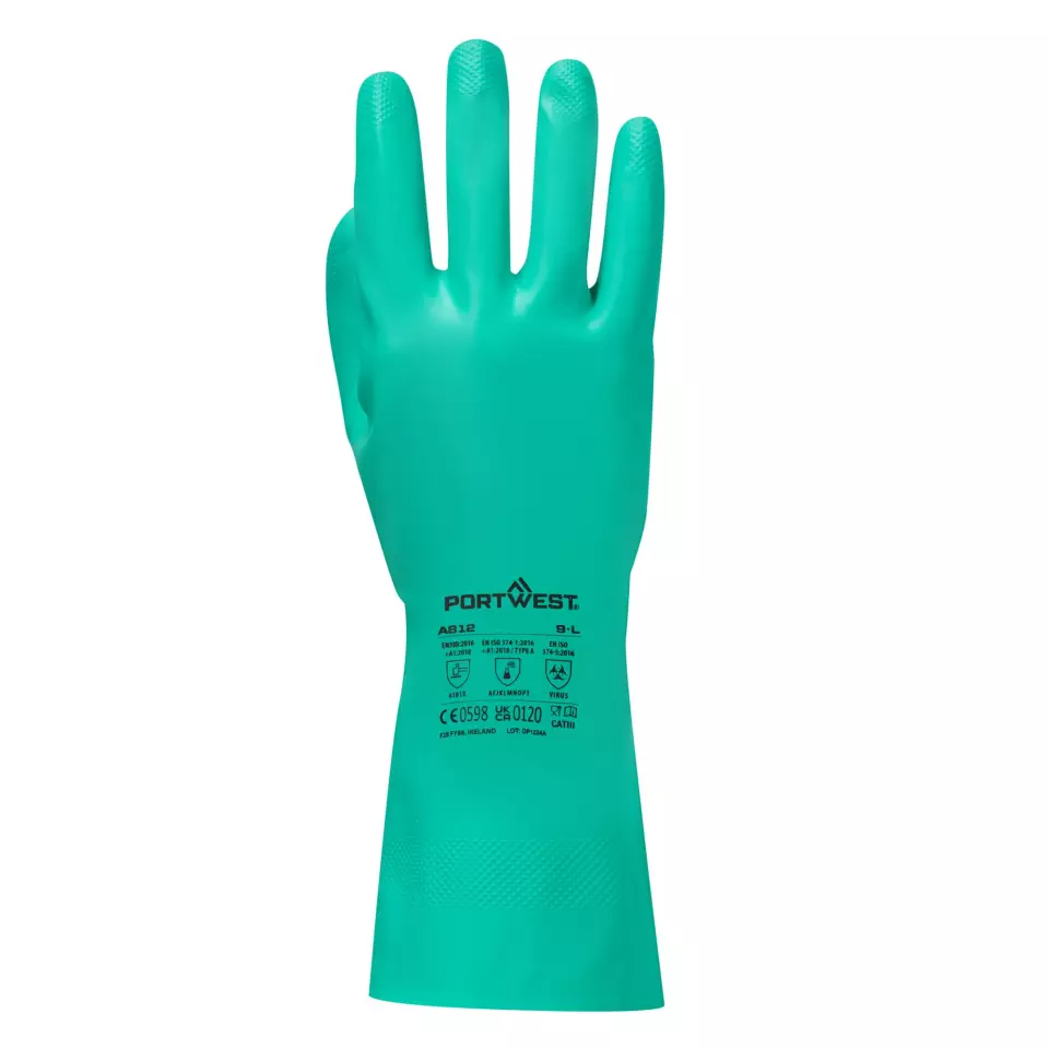 Portwest A812GNR, Nitrosafe Plus Chemical Gauntlet, Green, image 2, gallery thumbnail