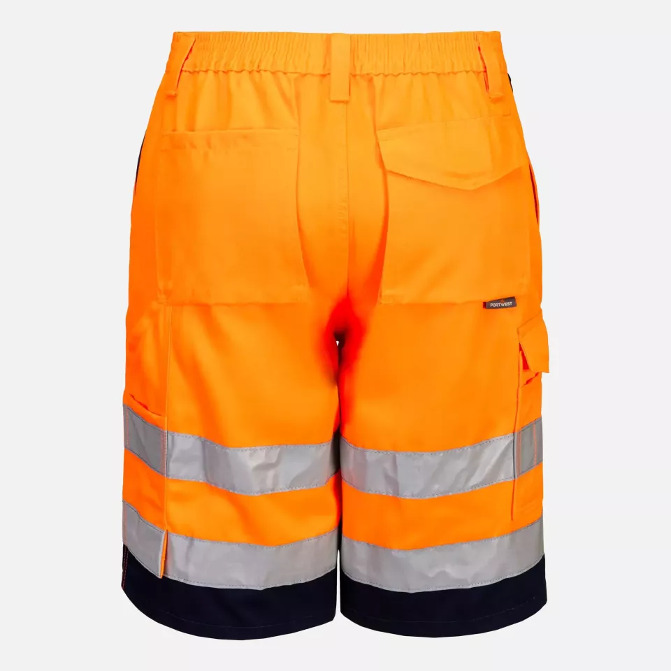 Portwest E043ONR, Hi-Vis Contrast Shorts, Orange/Navy, image 2, gallery thumbnail