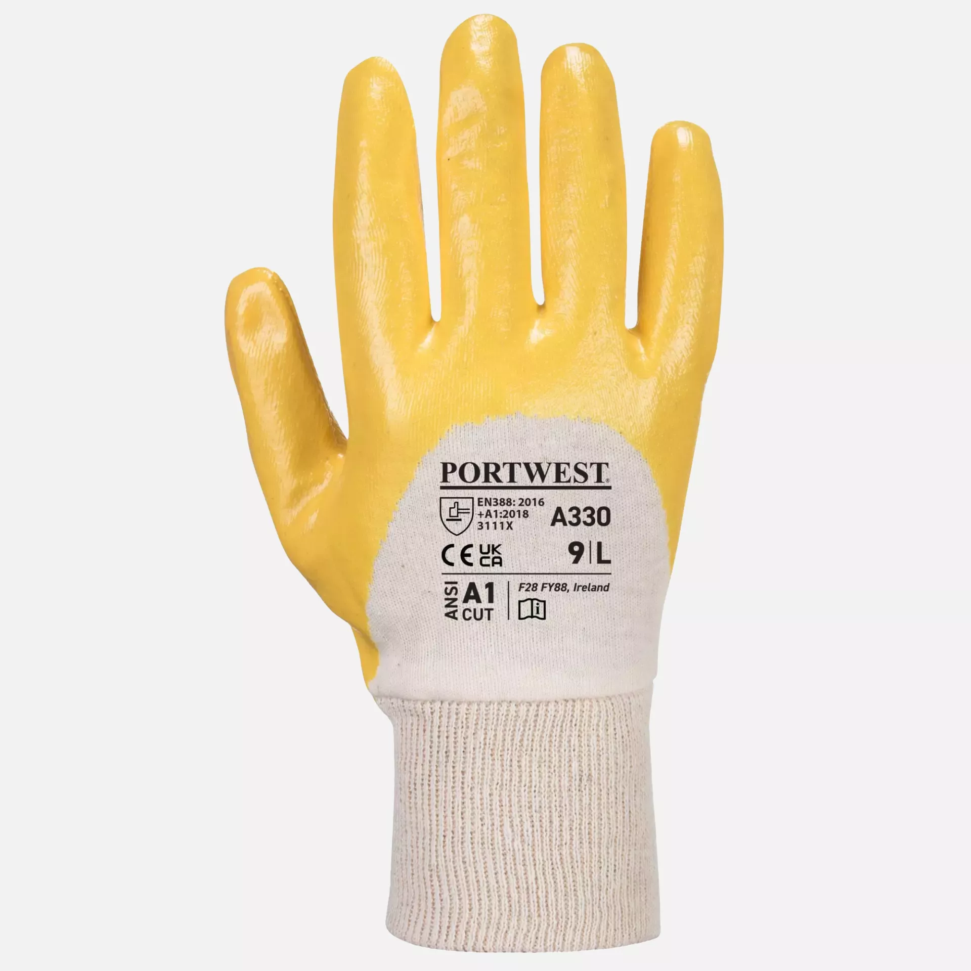 Portwest A330YER, Nitrile Light Knitwrist, Yellow, image 2