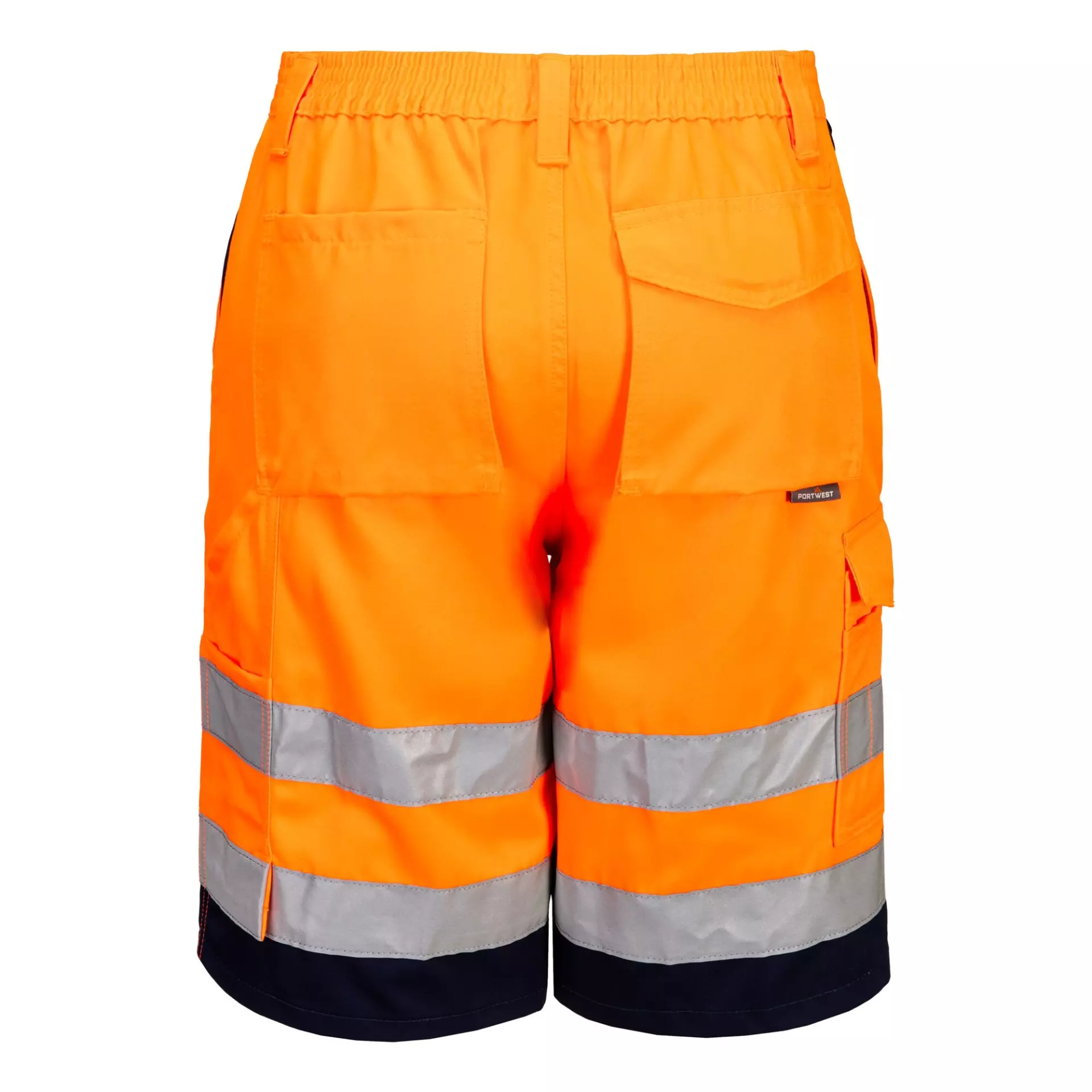Portwest E043ONR, Hi-Vis Contrast Shorts, Orange/Navy, image 2