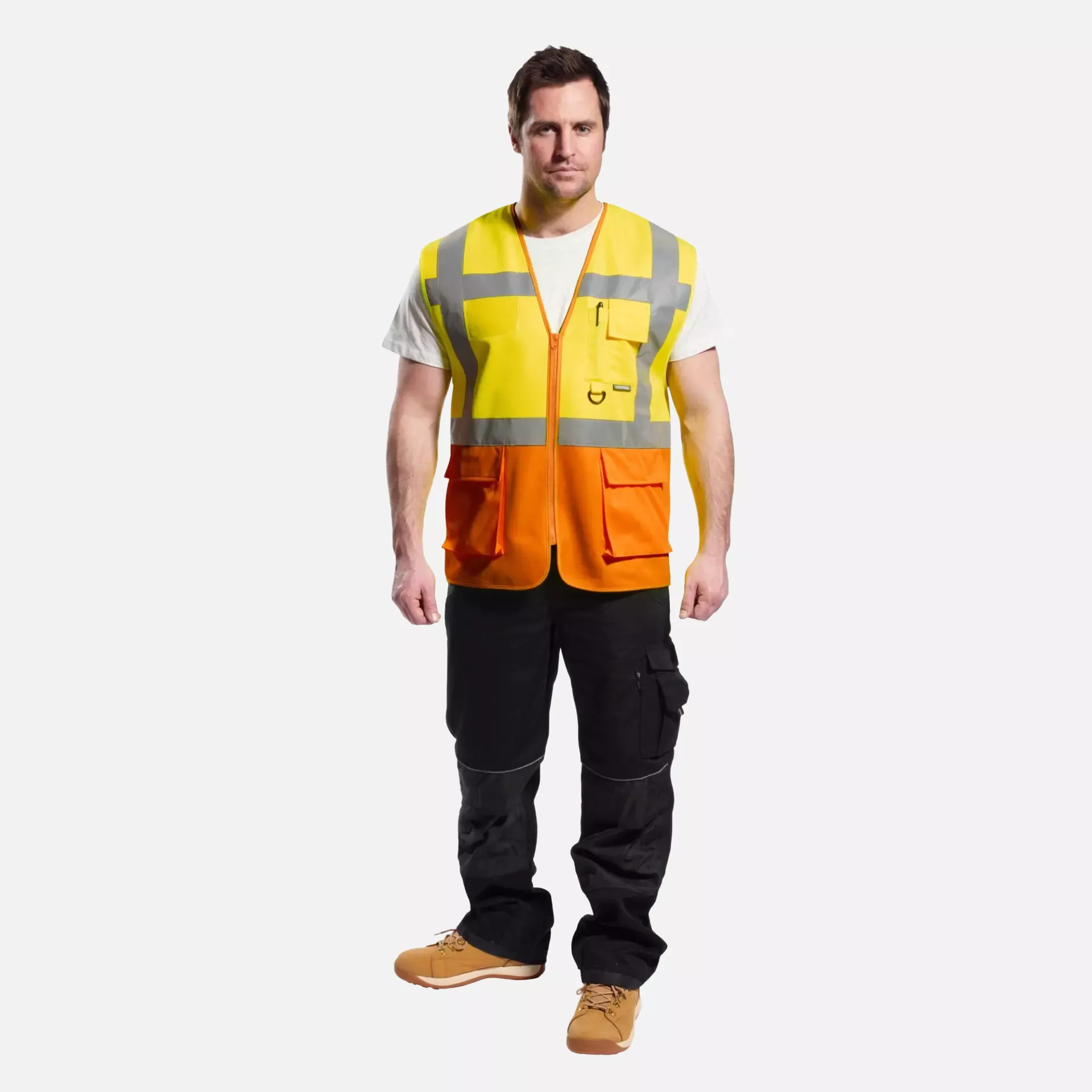 Portwest S376YOR, Prague Hi-Vis Executive Vest, Yellow/Orange, image 3