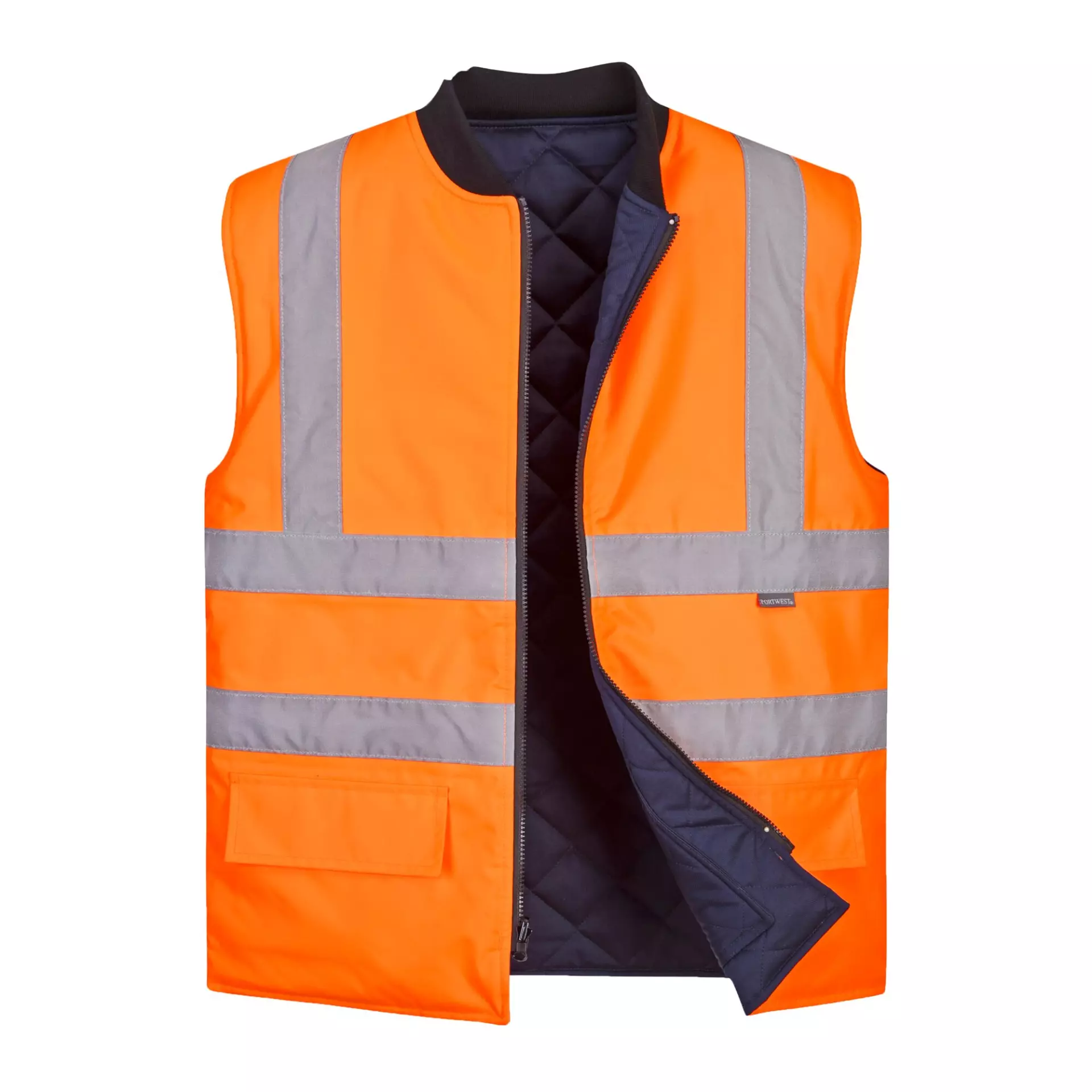 Portwest S469ORR, Hi-Vis Reversible Bodywarmer, Orange, image 1