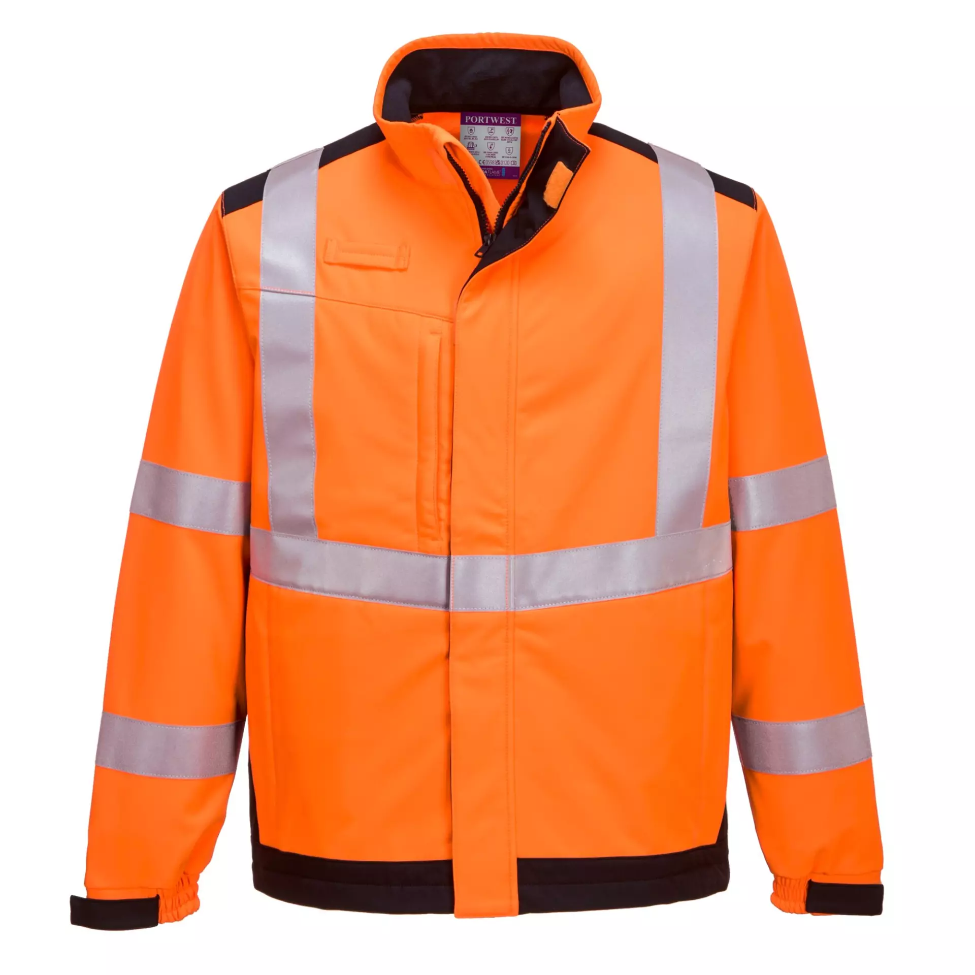 Portwest MV72ONR, Modaflame Multi Norm Arc Softshell Jacket, Orange/Navy, image 1