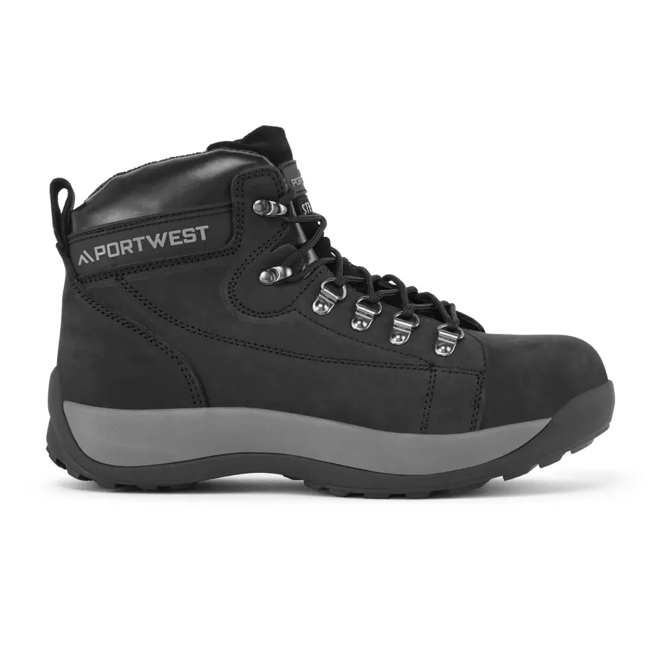 Portwest FW31BKR, Steelite Mid Cut Nubuck Boot SB HRO, Black, image 1, gallery thumbnail