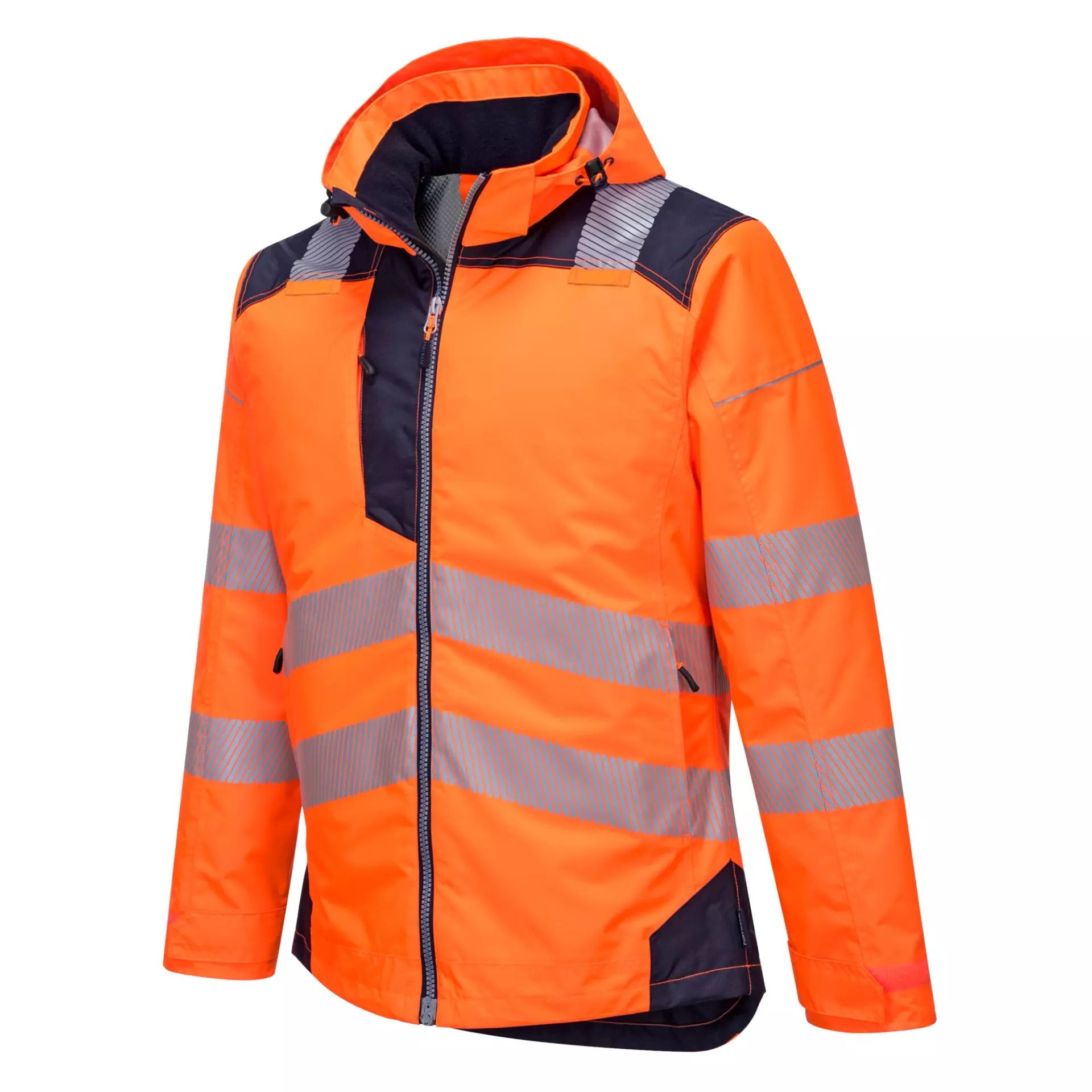 Portwest T400ONR, PW3 Hi-Vis Winter Jacket, Orange/Navy, image 3