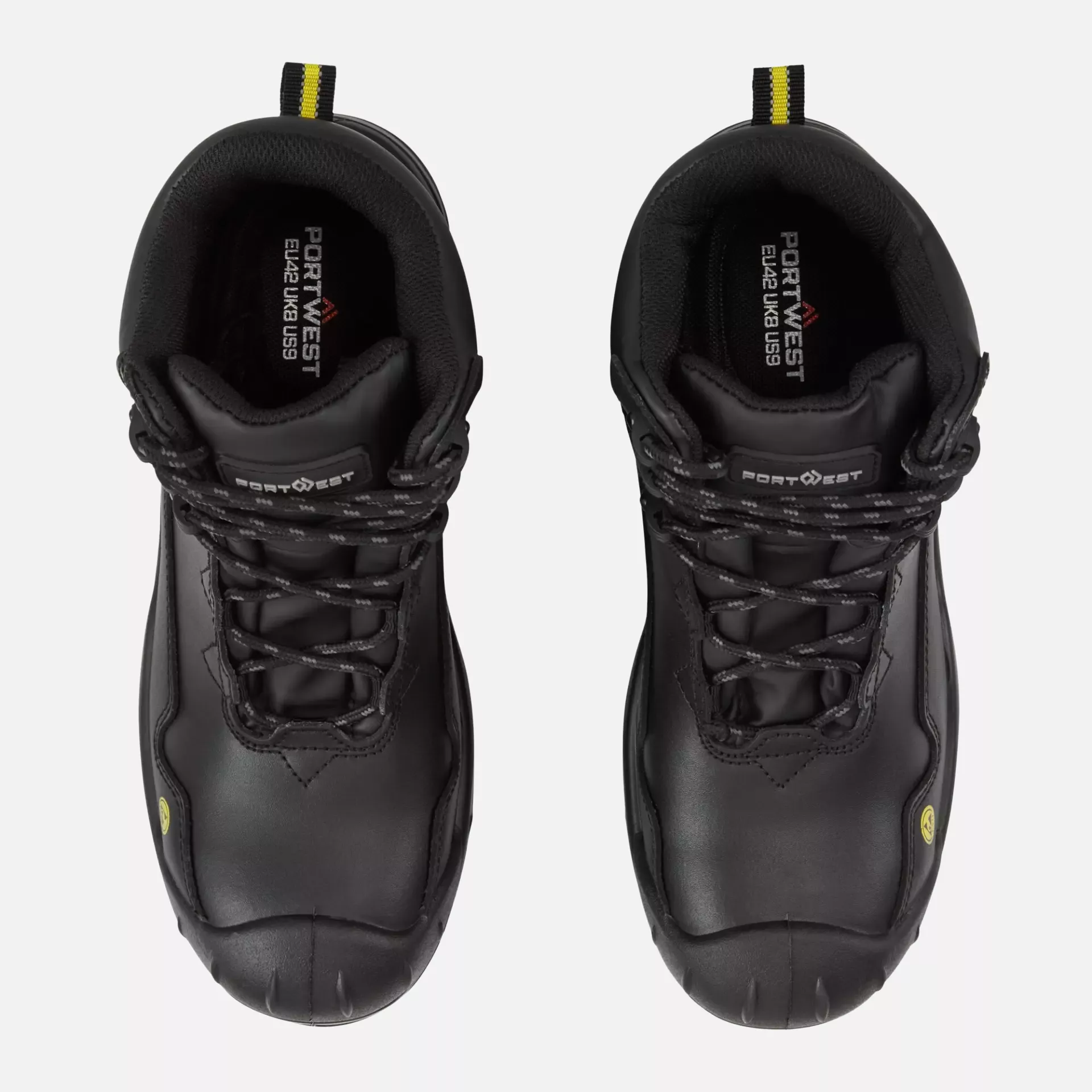 Portwest FC18BKY, Composite Action Leather Mid Boot S3S ESD HRO SR SC FO, Black/Yellow, image 3