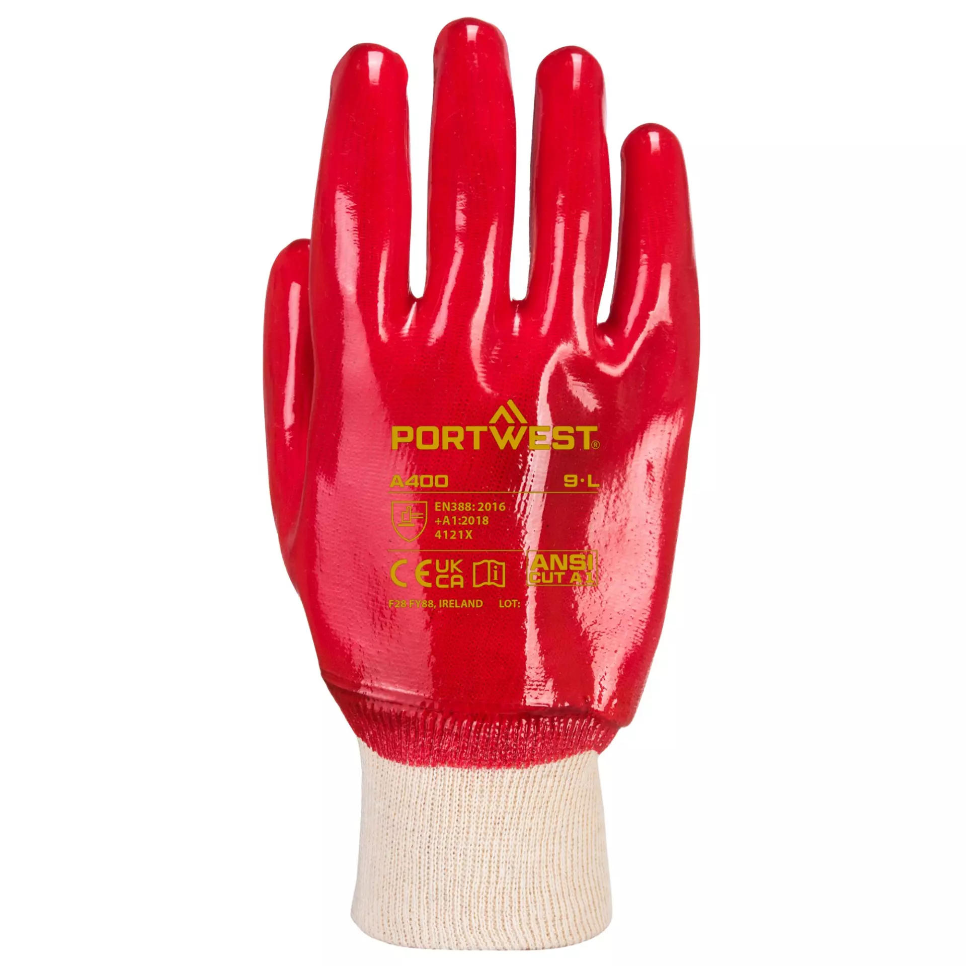 Portwest A400RER, PVC Knitwrist, Red