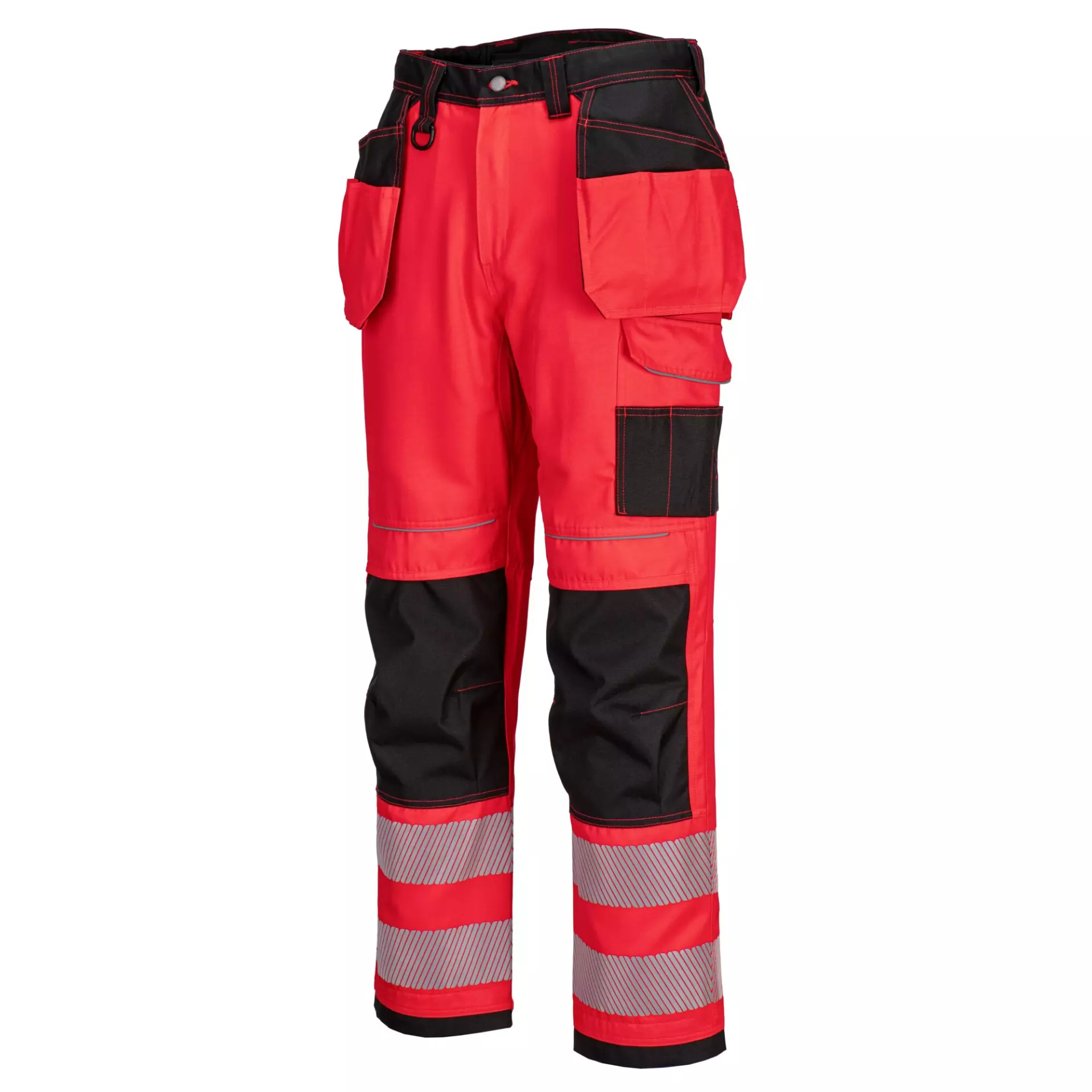 Portwest T501RBK, PW3 Hi-Vis Arbeitshose mit Holstertaschen, Rot/Schwarz, image 3