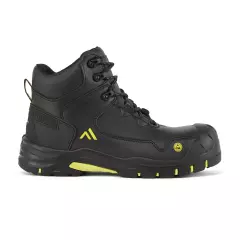 FC18BKY, Portwest Composite Action Leather Mid Boot S3S ESD HRO SR SC FO, Black/Yellow
