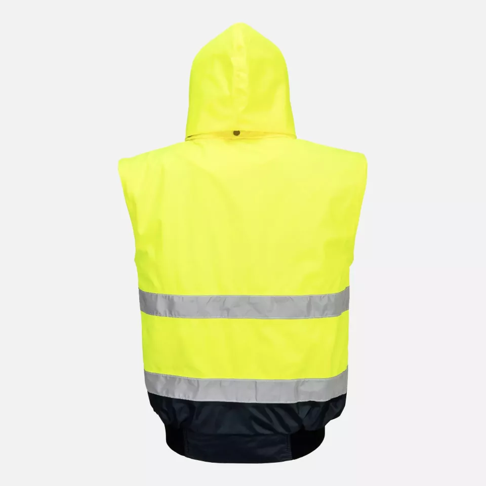 Portwest C465YNR, Hi-Vis 3-in-1 Contrast Bomber Jacket, Yellow/Navy, image 8, gallery thumbnail