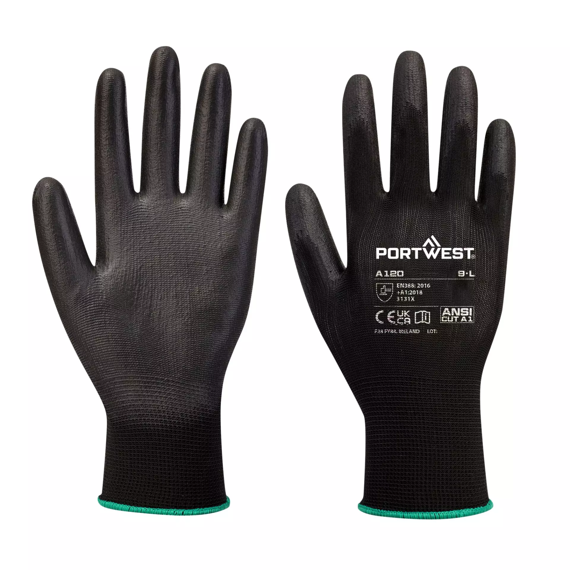 Portwest A120BKR, PU Palm Glove, Black, image 1