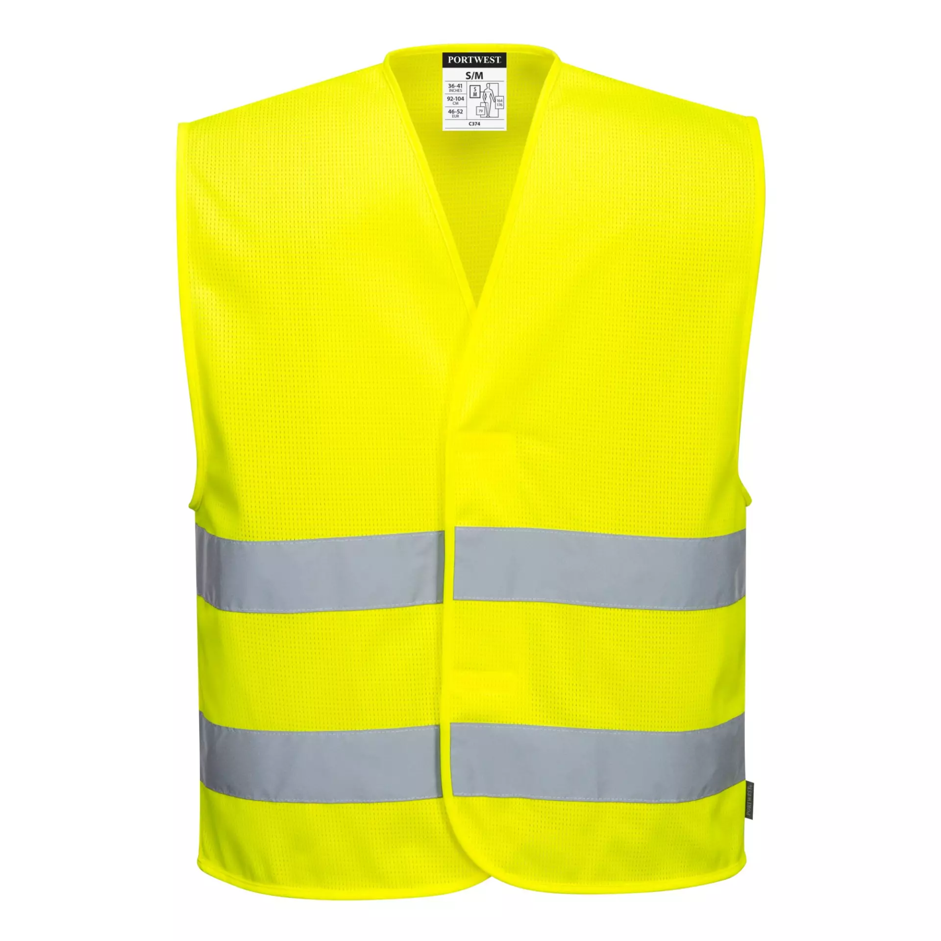 Portwest C374YER, Hi-Vis Mesh Two Band Vest, Yellow, image 1