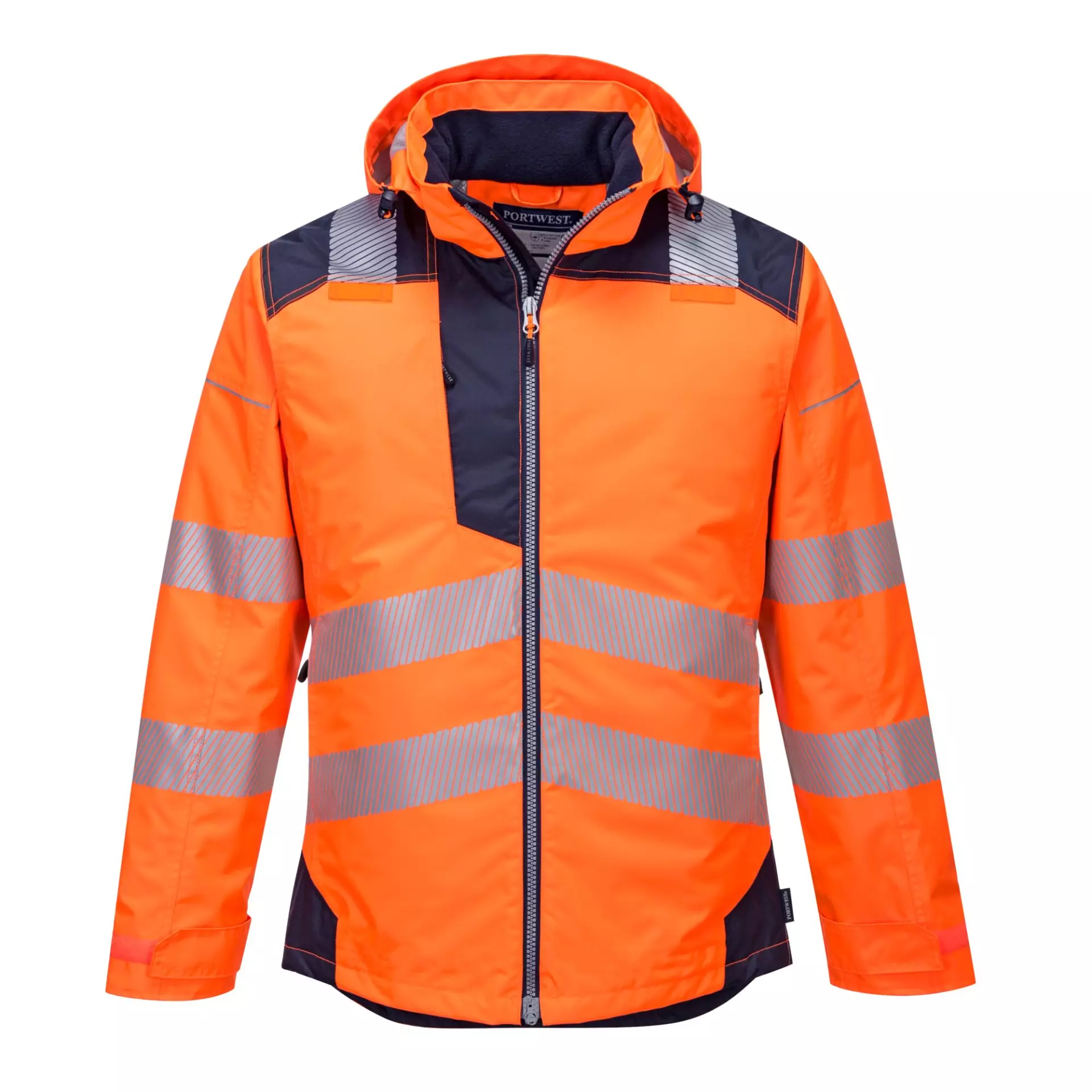 Portwest T400ONR, PW3 Hi-Vis Winter Jacket, Orange/Navy, image 1