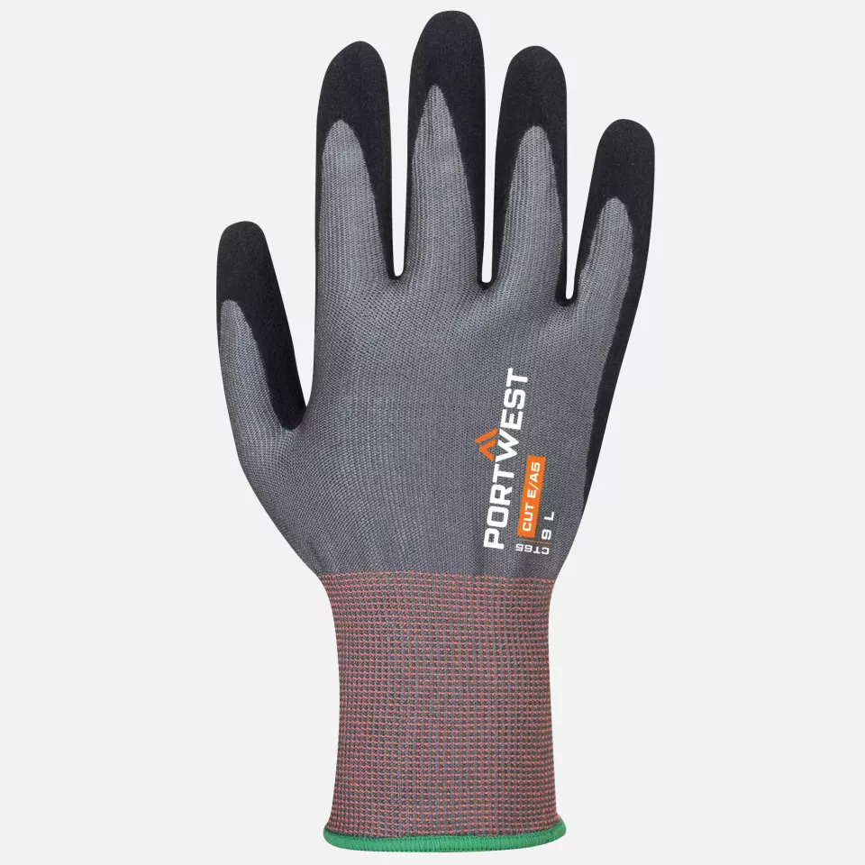 Portwest CT65G8R, CT Cut E15 Nitrile Glove, Grey/Black, image 1, gallery thumbnail