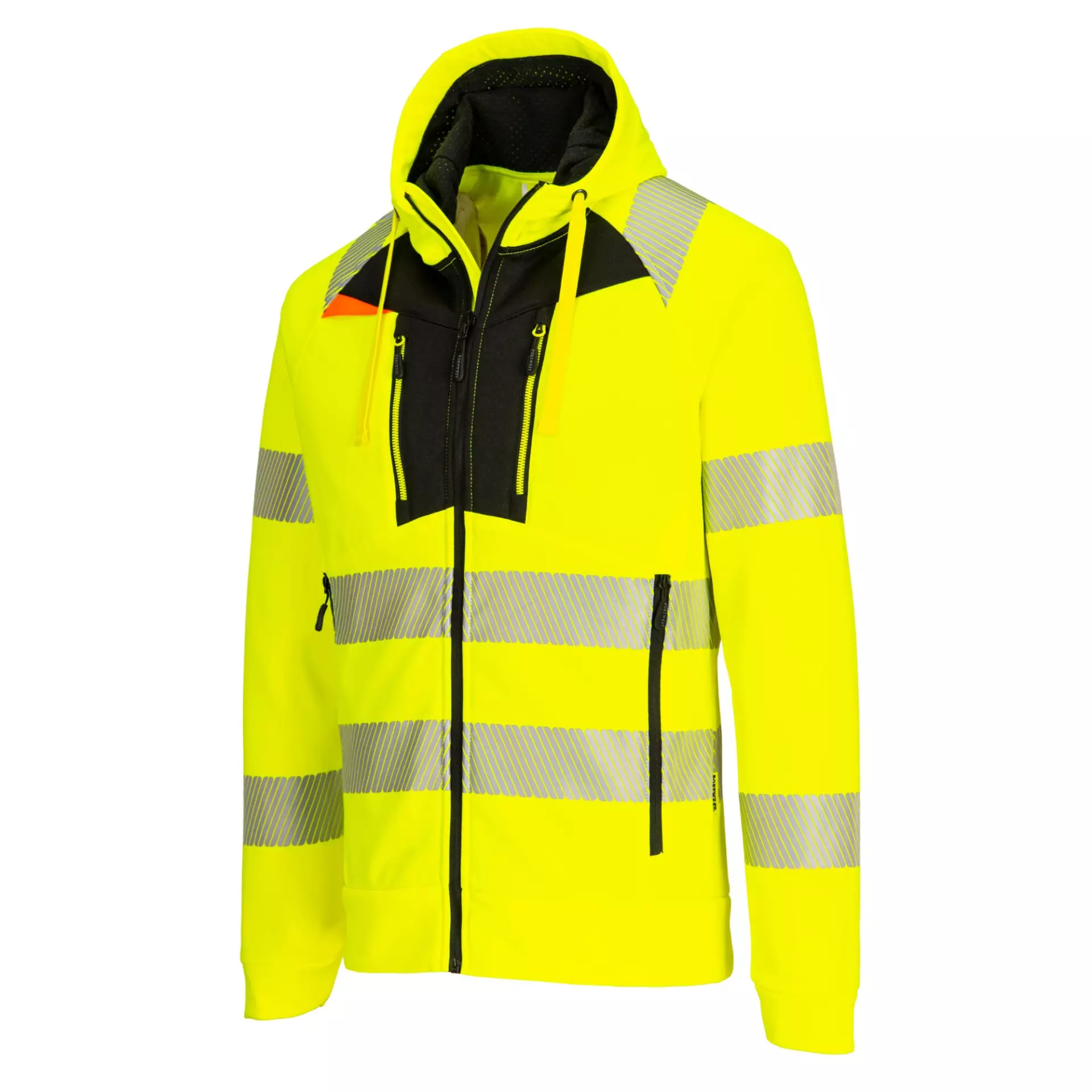 Portwest DX477YBR, DX4 Hi-Vis Funnel Neck Zipped Sweatshirt, Yellow/Black, image 4