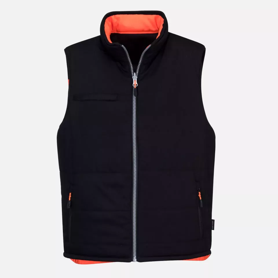 Portwest PW374OBR, PW3 Hi-Vis Reversible Bodywarmer, Orange/Black, image 3, gallery thumbnail