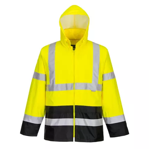 Portwest Hi-Vis Contrast Classic Rain Jacket, Yellow/Black
