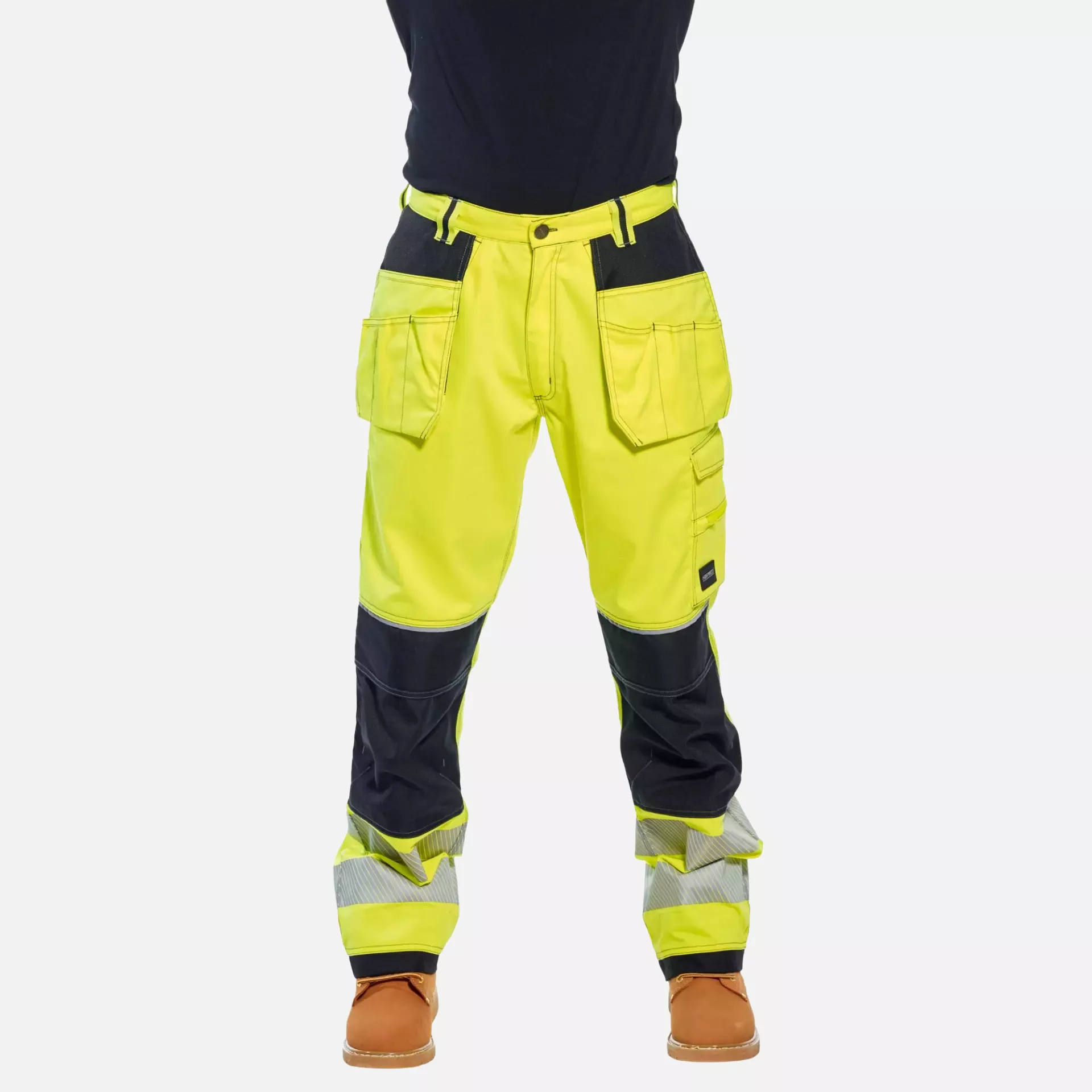 Portwest T501YBR, PW3 Hi-Vis Holster Pocket Work Trousers, Yellow/Black, image 2