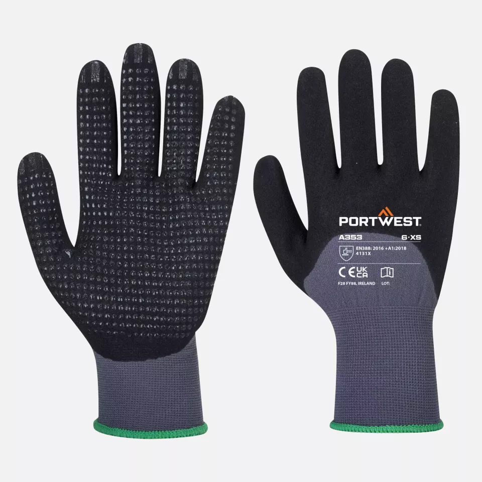 Portwest A353G8R, DermiFlex Ultra Plus Glove, Grey/Black, image 3, gallery thumbnail
