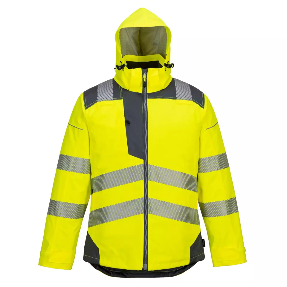 Portwest T400YGY, PW3 Hi-Vis Winter Jacket, Yellow/Grey, image 3, gallery thumbnail