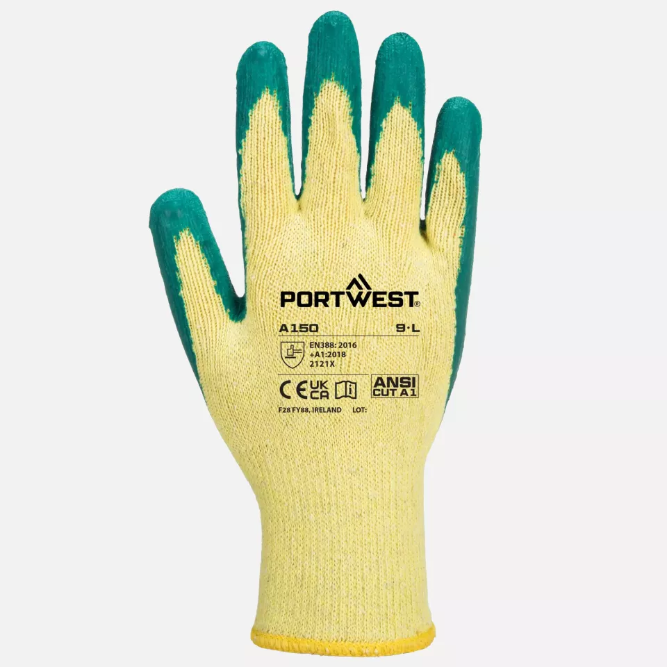 Portwest A150GNR, Classic Grip Glove - Latex, Green, image 1, gallery thumbnail