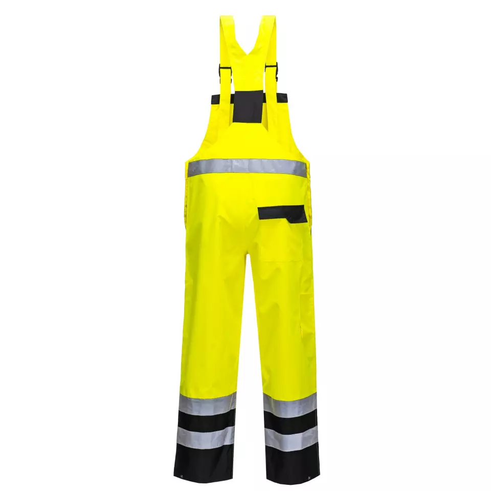 Portwest S488YBR, Hi-Vis Breathable Contrast Rain Bib and Brace, Yellow/Black, image 2, gallery thumbnail