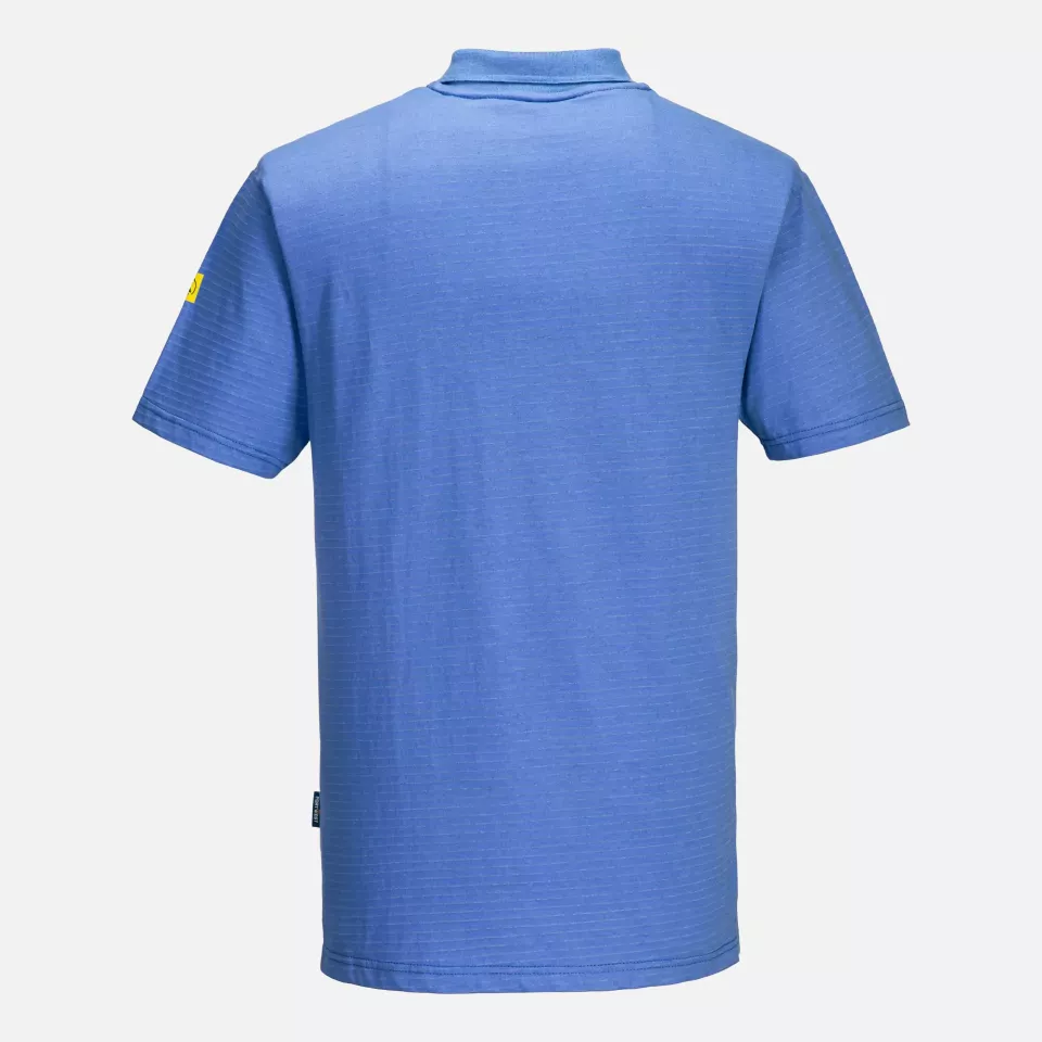 Portwest AS21HBR, Anti-Static ESD Polo Shirt S/S, Hamilton Blue, image 2, gallery thumbnail