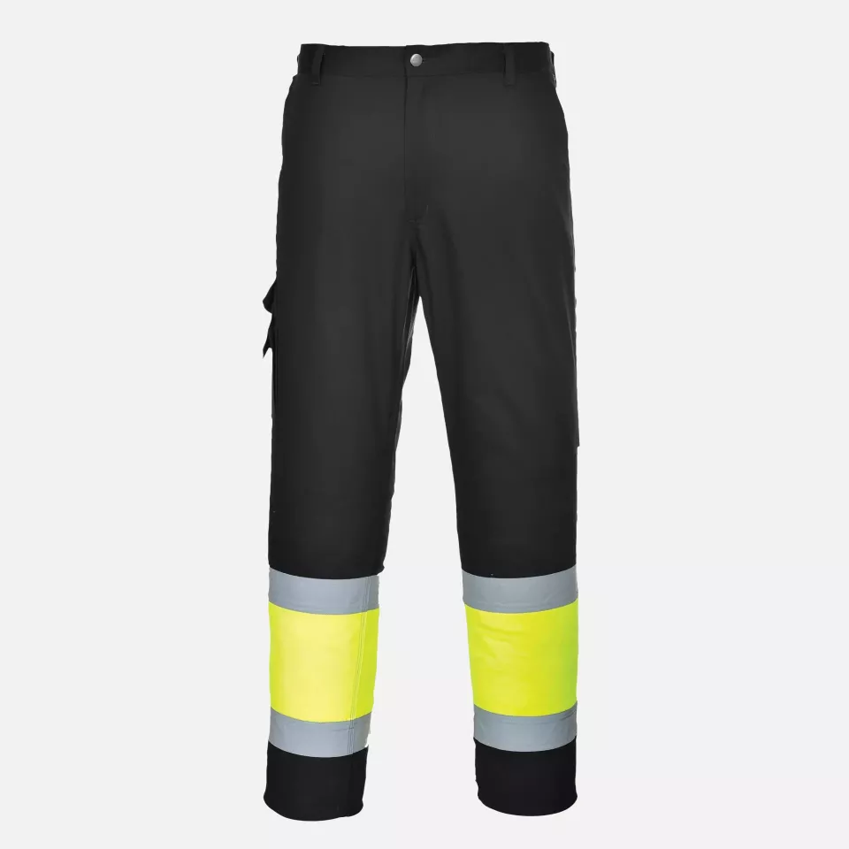 Portwest E049YBR, Hi-Vis Contrast Class 1 Service Trousers, Yellow/Black, image 1, gallery thumbnail