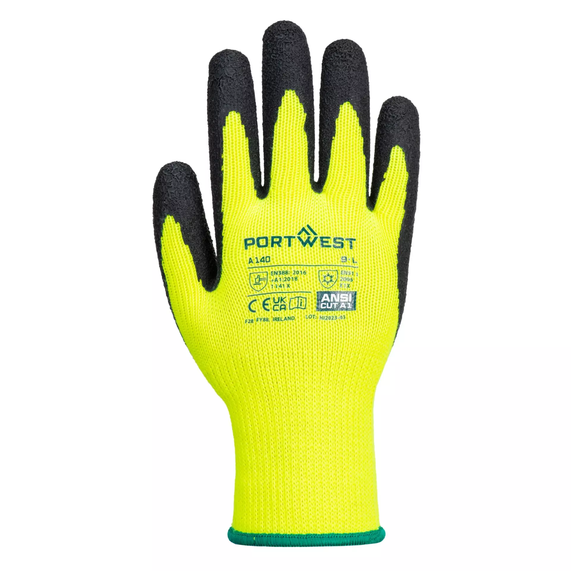 Portwest A140BKR, Thermal Grip Glove - Latex, Black, image 1