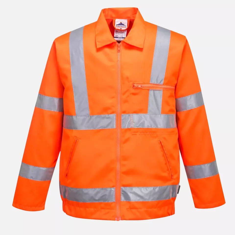 Portwest RT40ORR, Hi-Vis Polycotton Bomber Jacket, Orange, image 1, gallery thumbnail