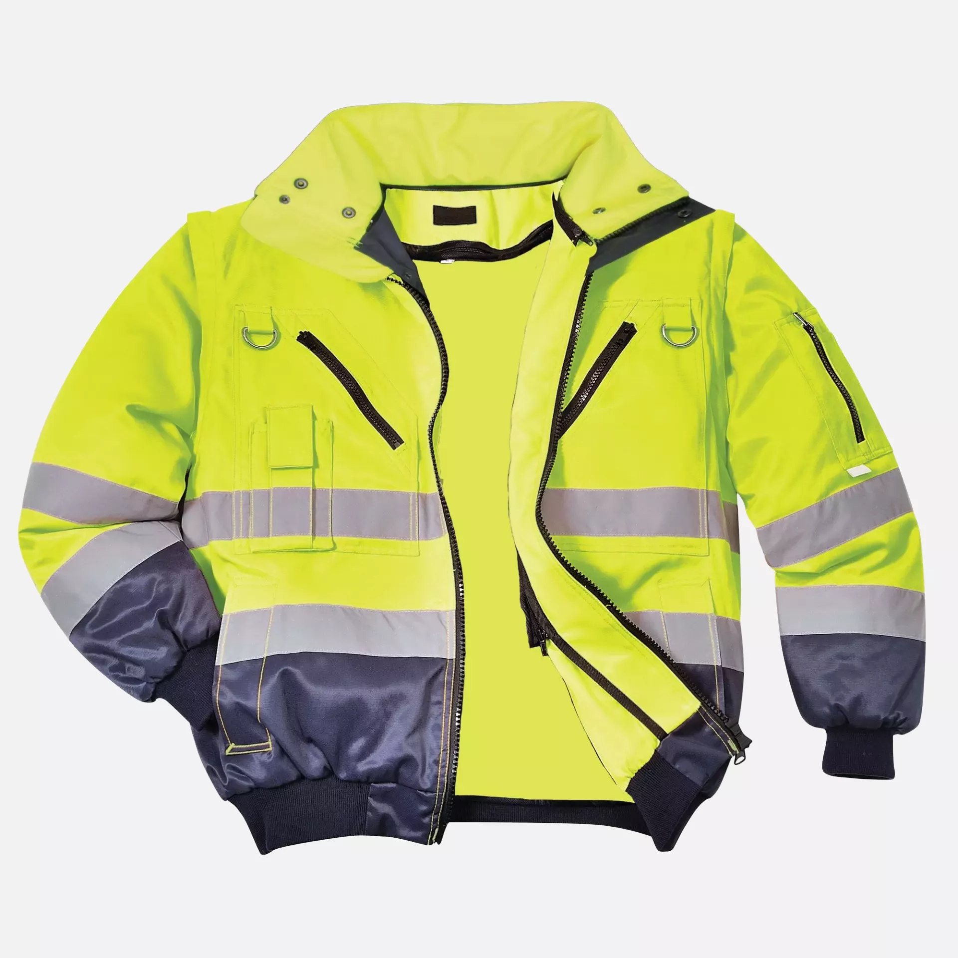 Portwest PJ50YNR, Hi-Vis 3-in-1 Contrast Pilot Jacket, Yellow/Navy, image 5