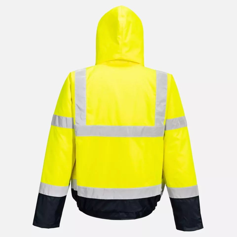 Portwest S266YNR, Hi-Vis Contrast Winter Bomber Jacket, Yellow/Navy, image 2, gallery thumbnail