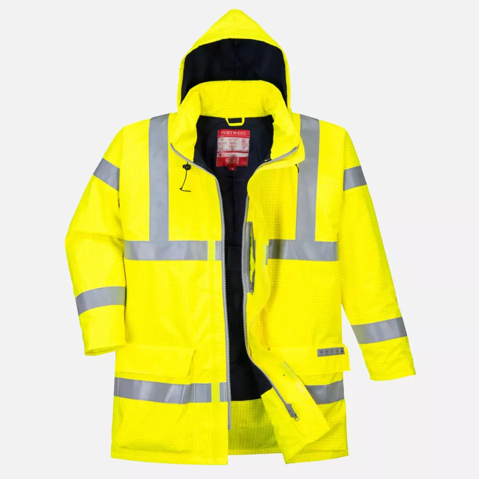 Portwest S778YER, Bizflame Rain Hi-Vis Antistatic FR Jacket, Yellow, image 1, gallery thumbnail