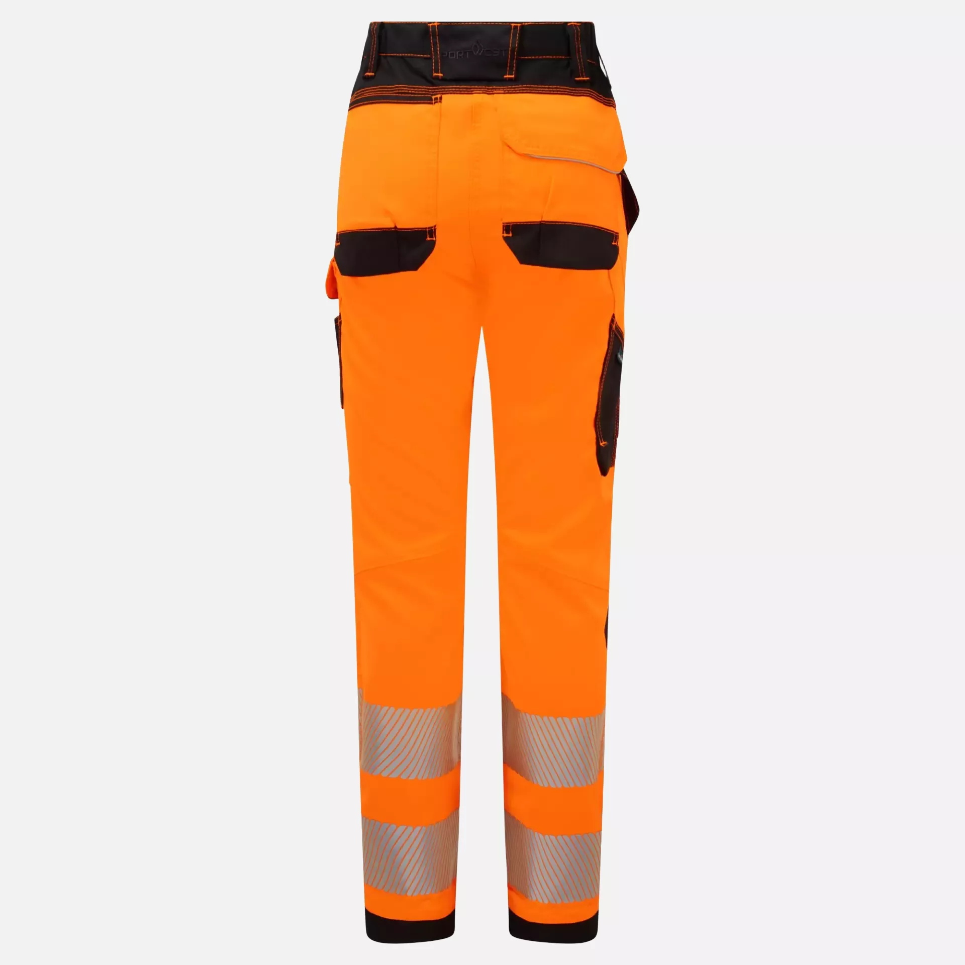 Portwest PW385OBR, PW3 Hi-Vis Women's Stretch Work Trousers, Orange/Black, image 2