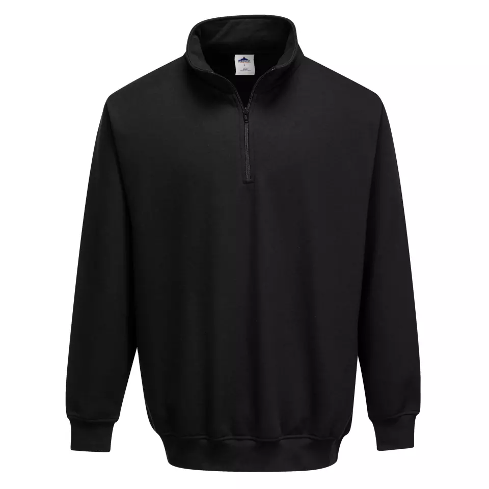 Portwest B309BKR, Sorrento Zip Neck Sweatshirt, Black, image 1, gallery thumbnail