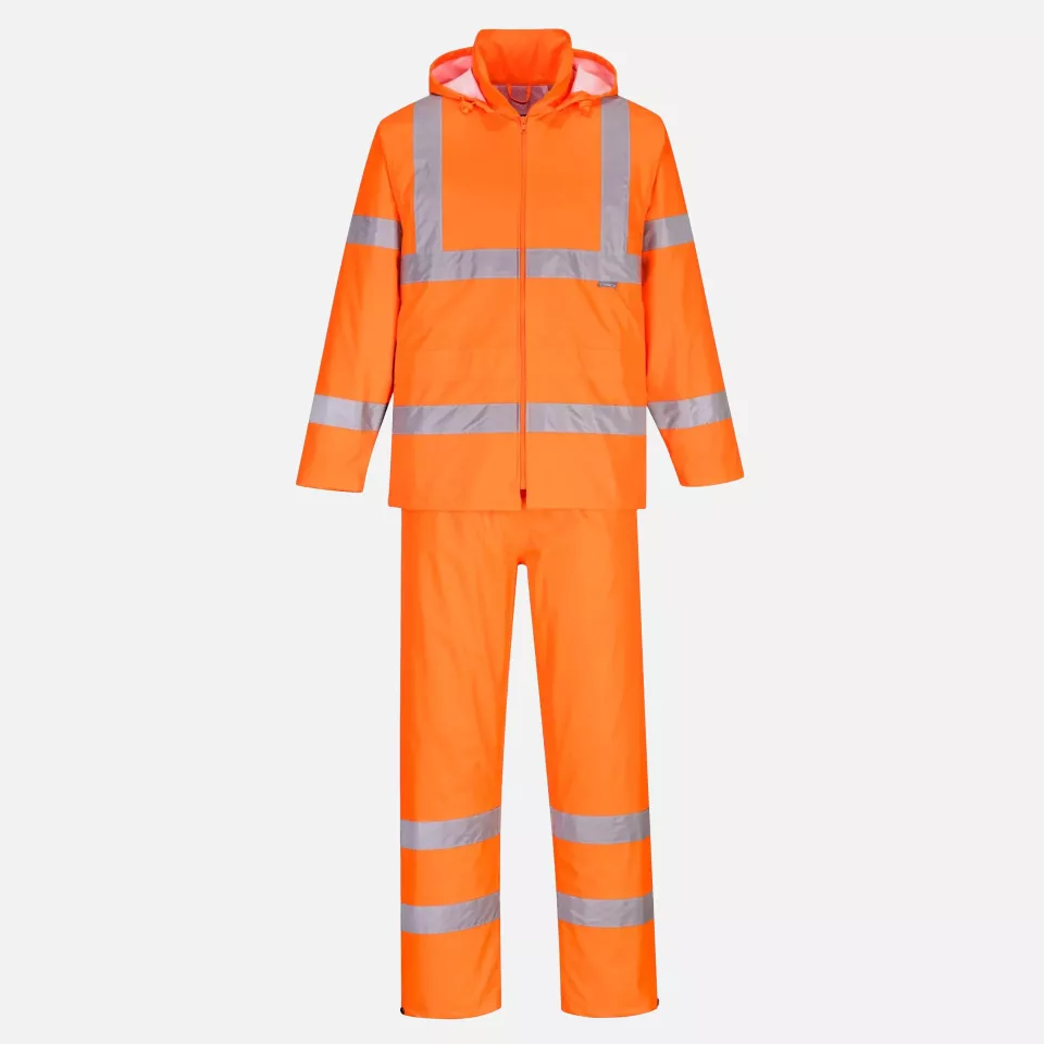 Portwest H448ORR, Hi-Vis Packaway Rain Suit, Orange, image 2, gallery thumbnail