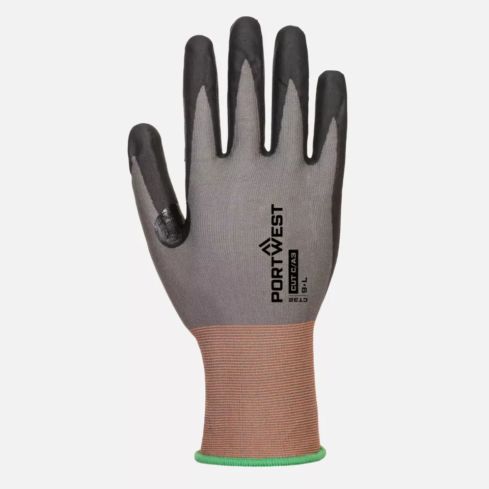 Portwest CT32G8R, CT Cut C18 Nitrile Glove, Grey/Black, image 1, gallery thumbnail