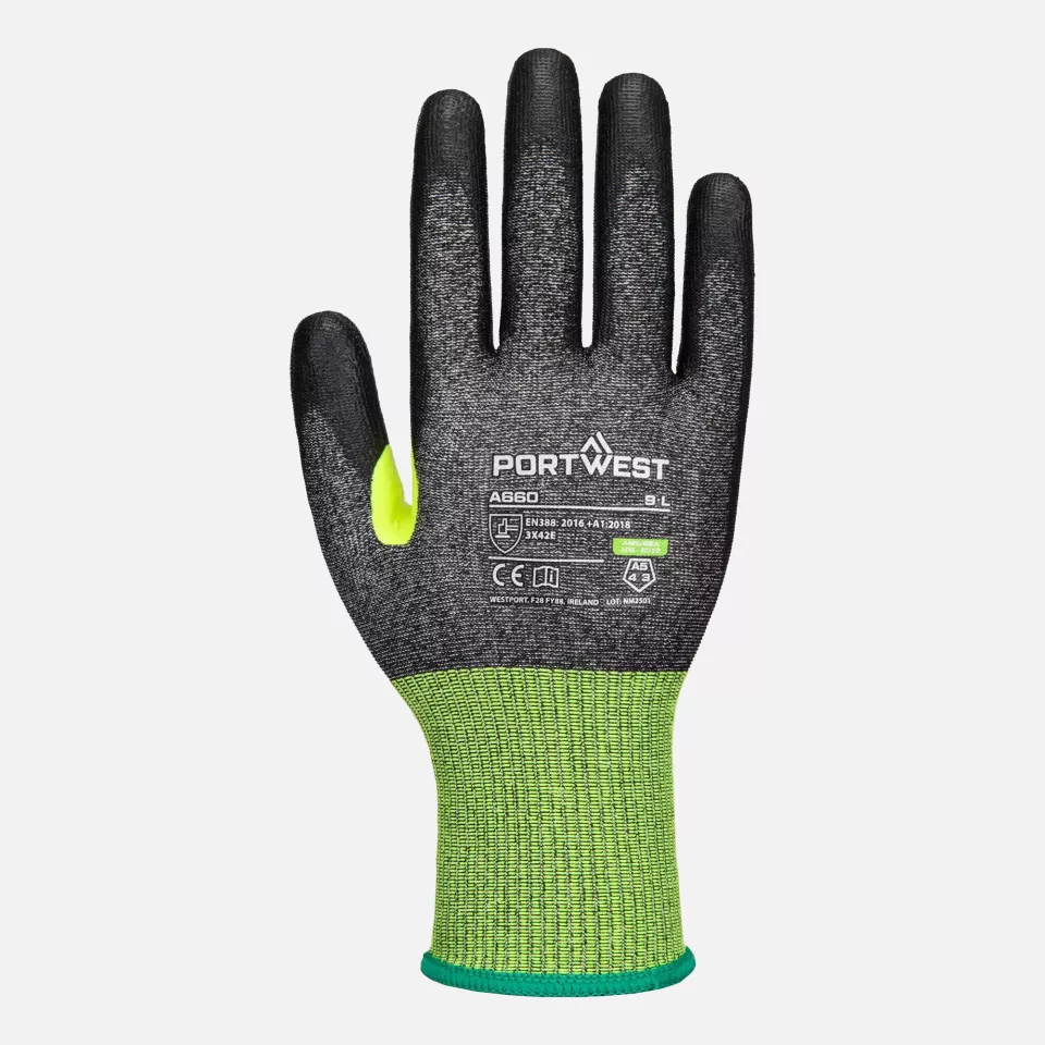 Portwest A660K8R, CS Cut E18 PU Glove, Black, image 2, gallery thumbnail