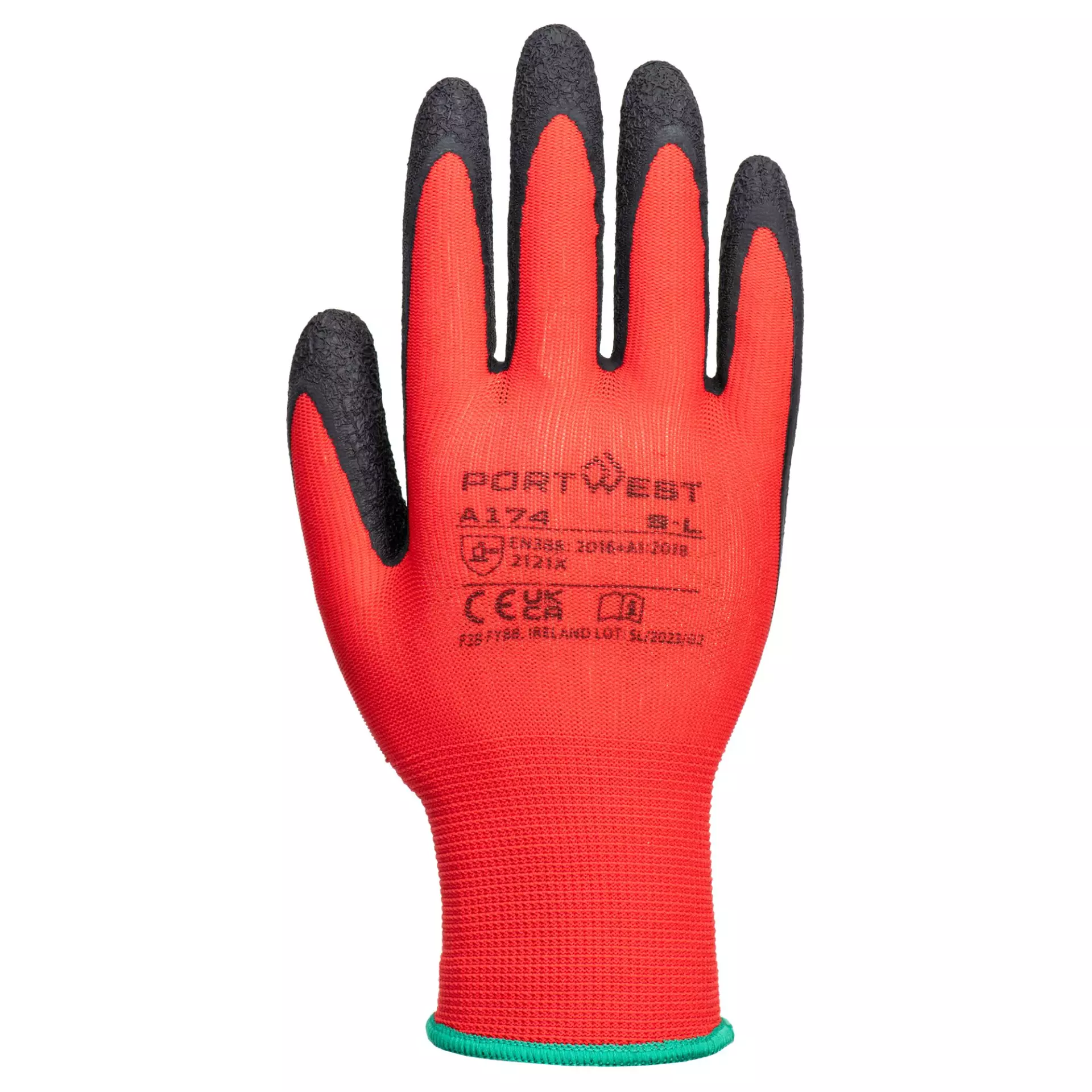 Portwest A174R8R, Flex Grip Latex Glove, Red/Black, image 1