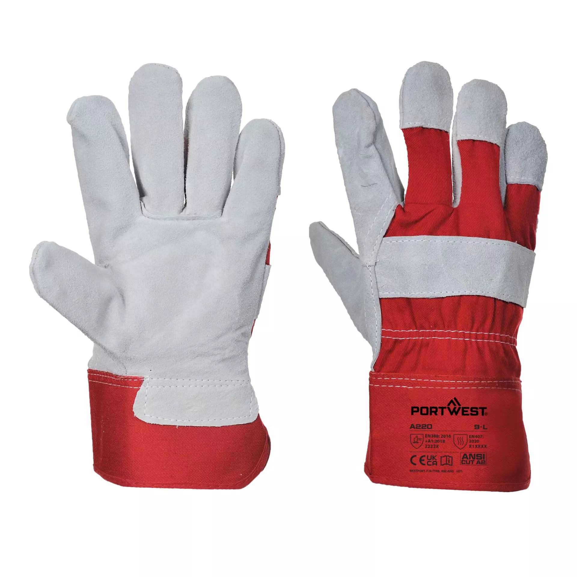 Portwest A220RER, Premium Chrome Rigger Glove, Red, image 3