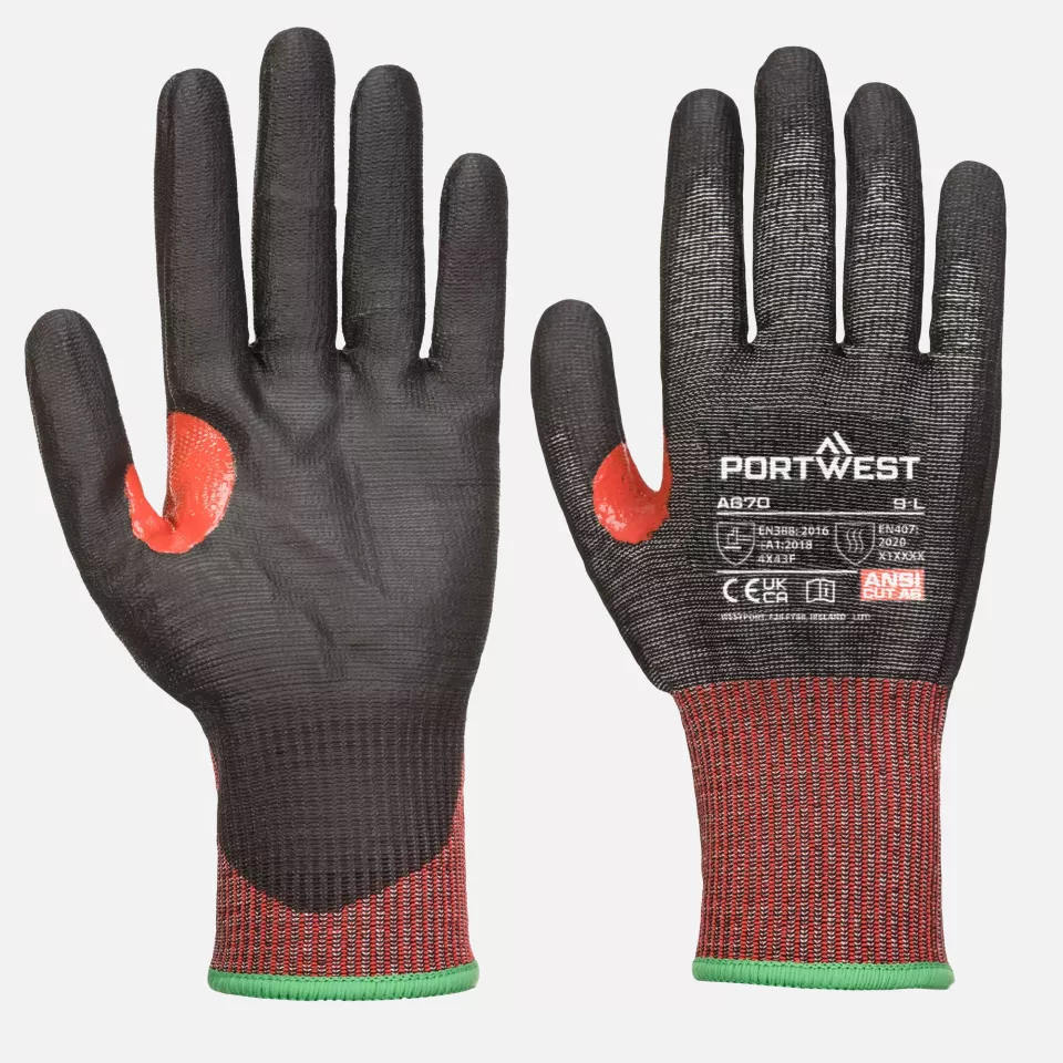 Portwest A670K8R, CS Cut F13 PU Glove, Black, image 3, gallery thumbnail
