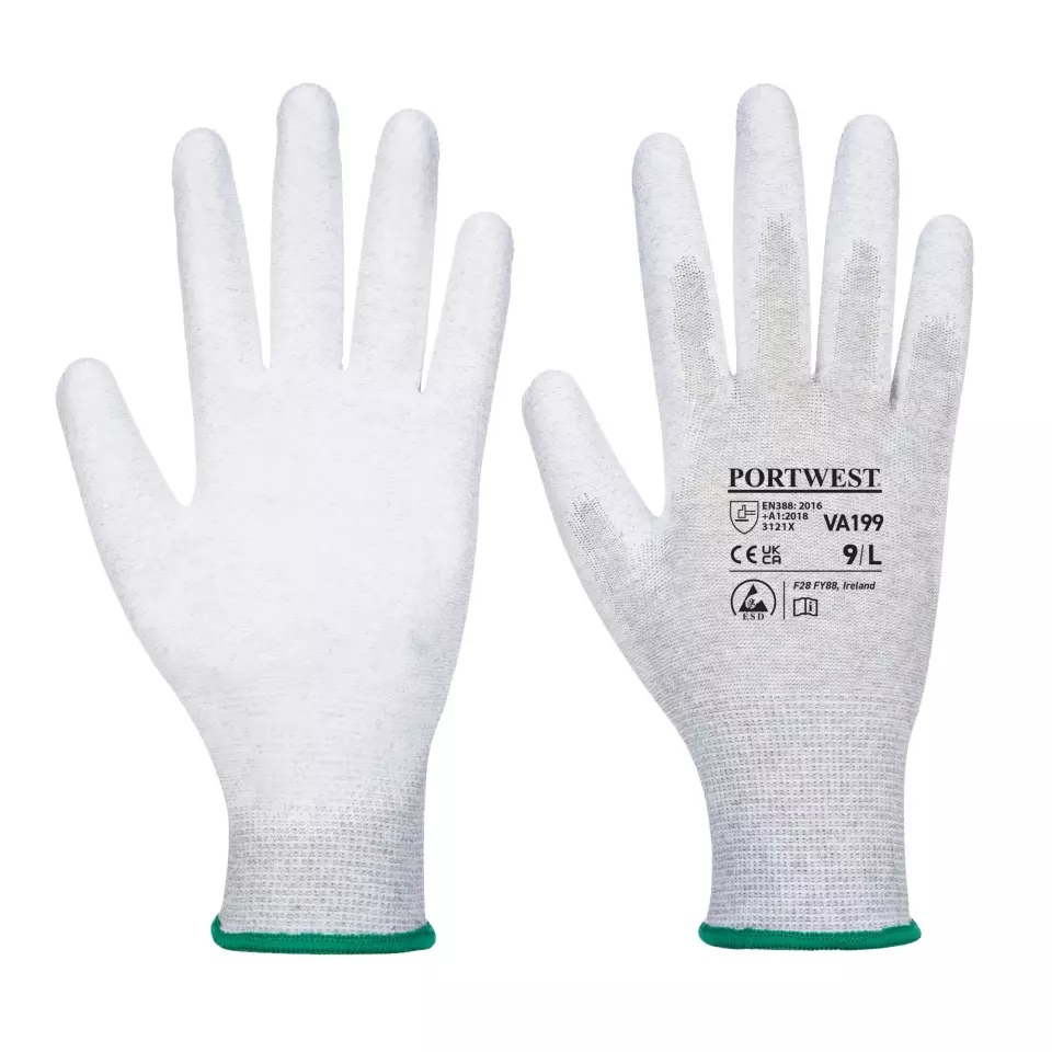 Portwest VA199G7R, Vending Antistatic PU Palm Glove, Grey, image 3, gallery thumbnail